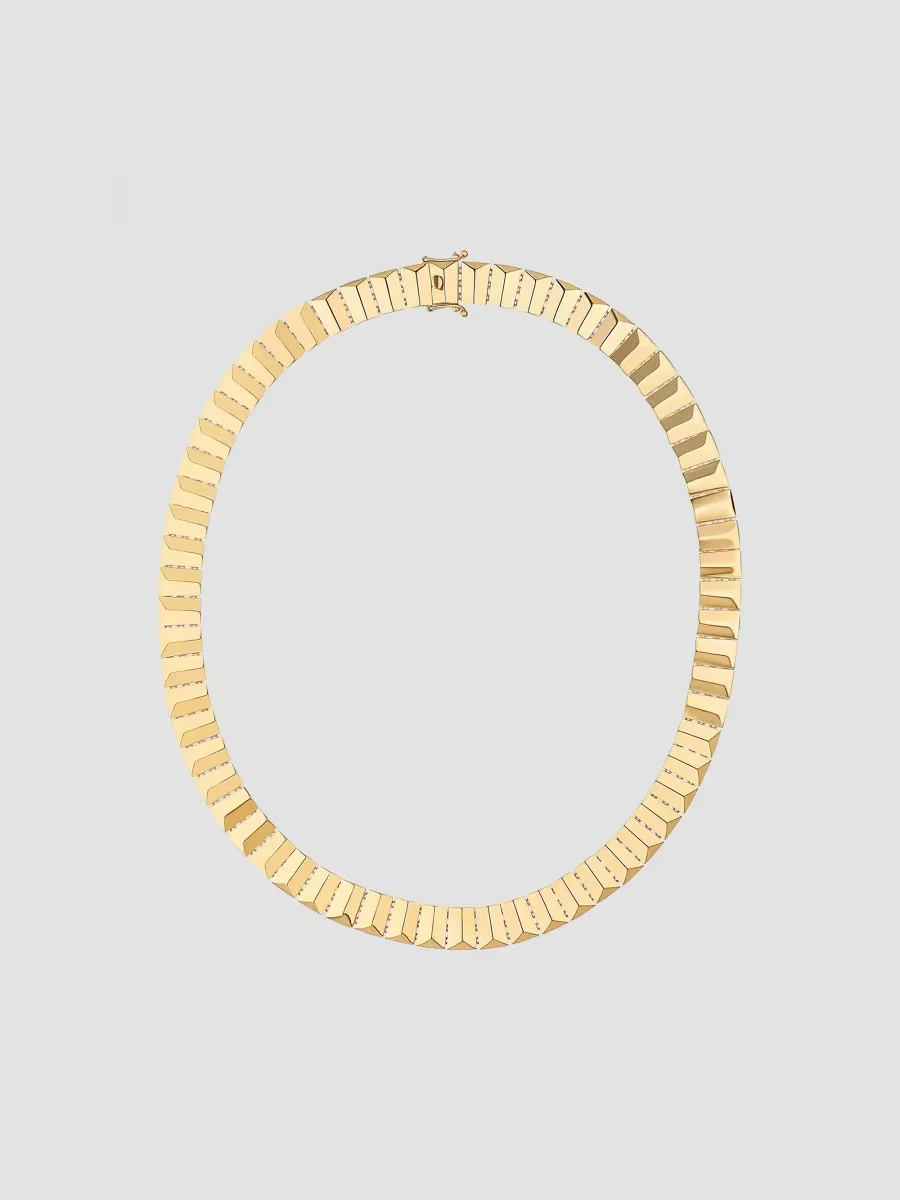 14K Yellow Gold Tile Necklace by Lana