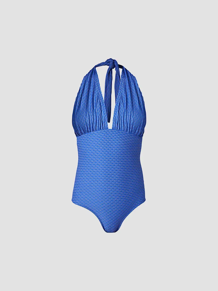 Patterned Halterneck One-Piece Swimsuit by Shoshanna