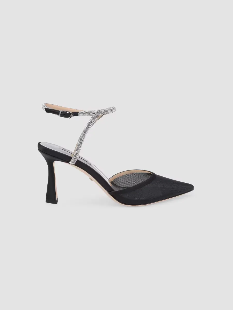 Kamilah III 80MM Embellished Mesh-Satin Pumps
