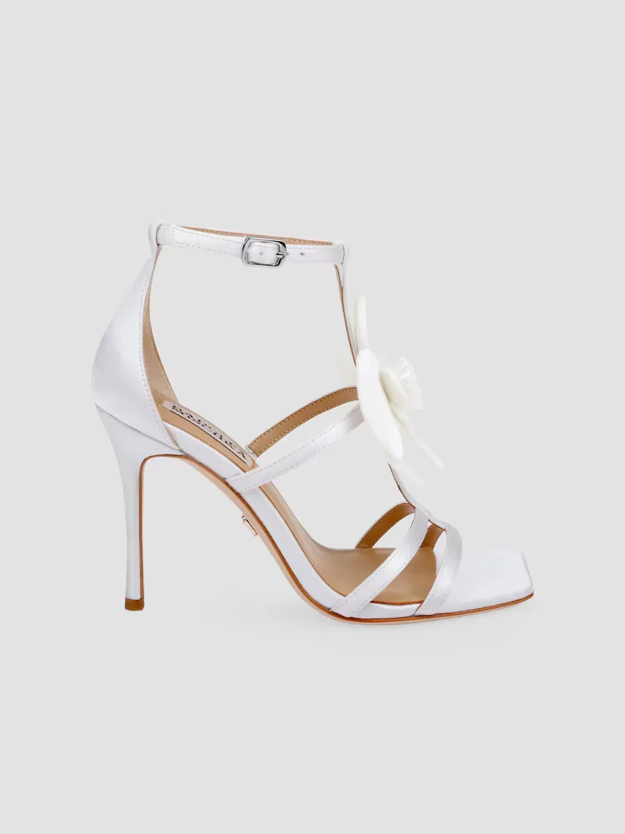 Rosalia 95MM Floral-Appliqué Satin Sandals by Badgley Mischka