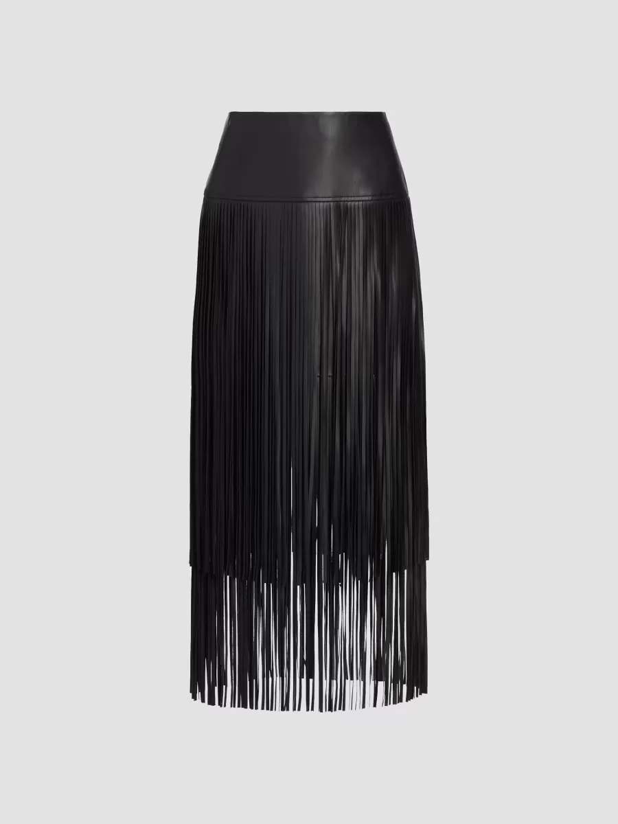 Karolina Fringe Faux Leather Skirt