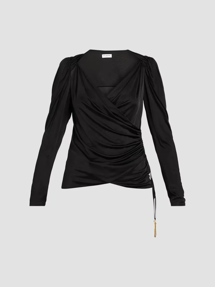 Draped Jersey Ruched Top by Balmain