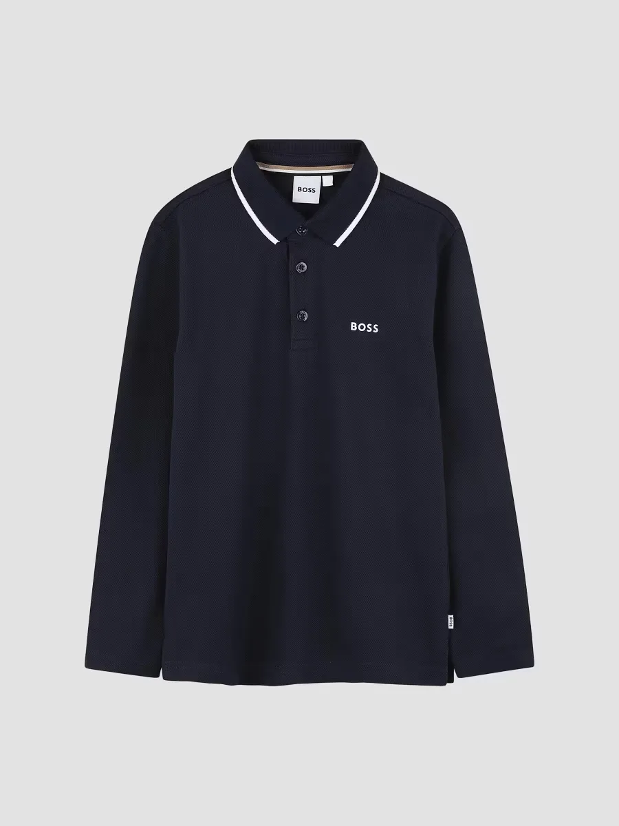 Logo Long-Sleeve Polo Shirt by BOSS