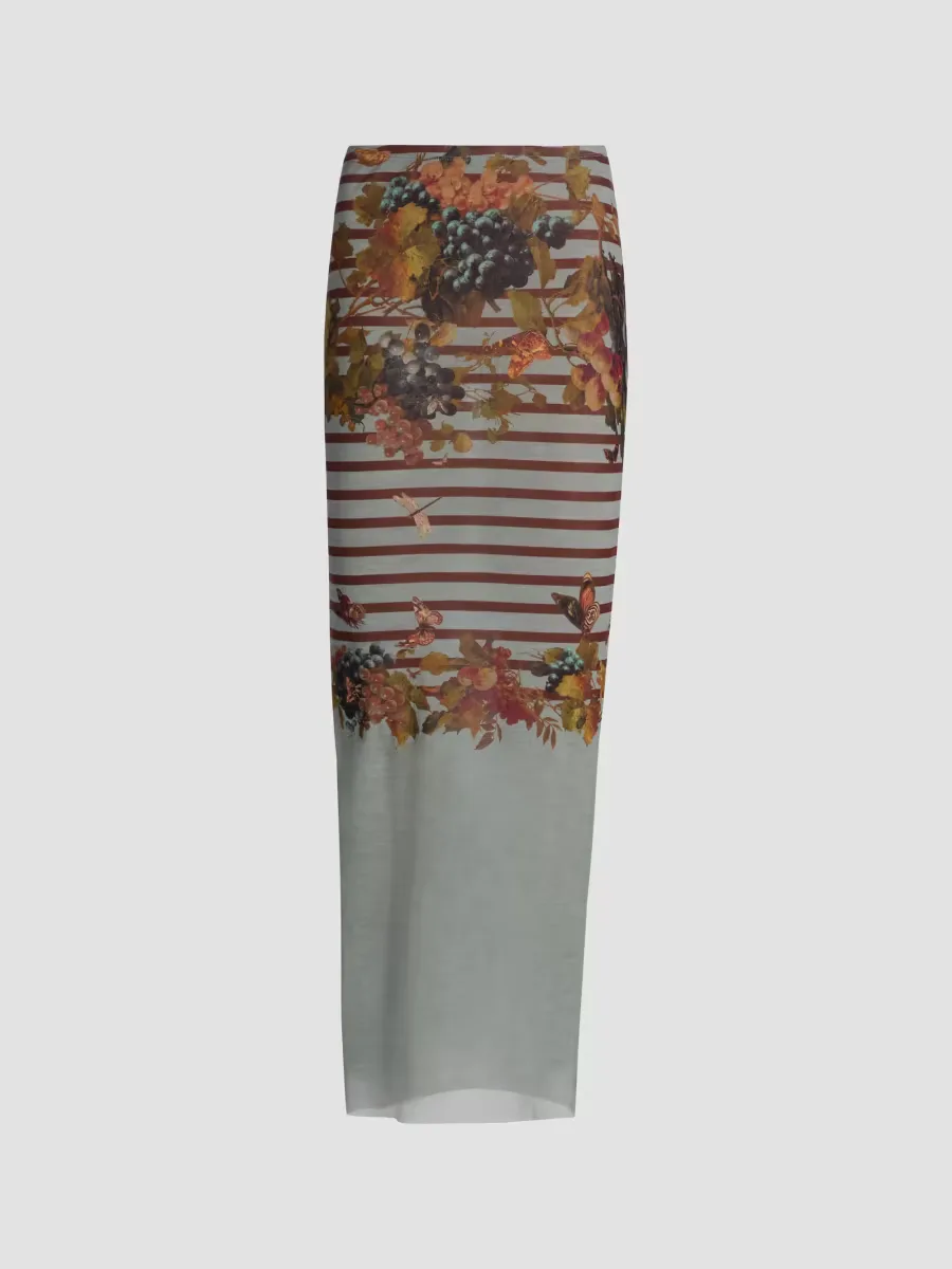 Printed Knit Mesh Maxi Skirt by Jean Paul Gaultier
