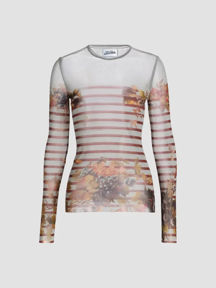 Printed Mesh Long-Sleeve Top by Jean Paul Gaultier