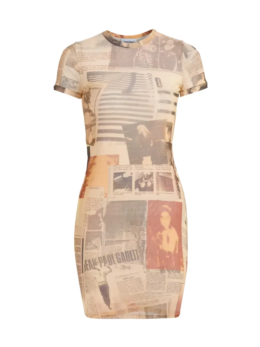Journal-Print Jersey Minidress by Jean Paul Gaultier