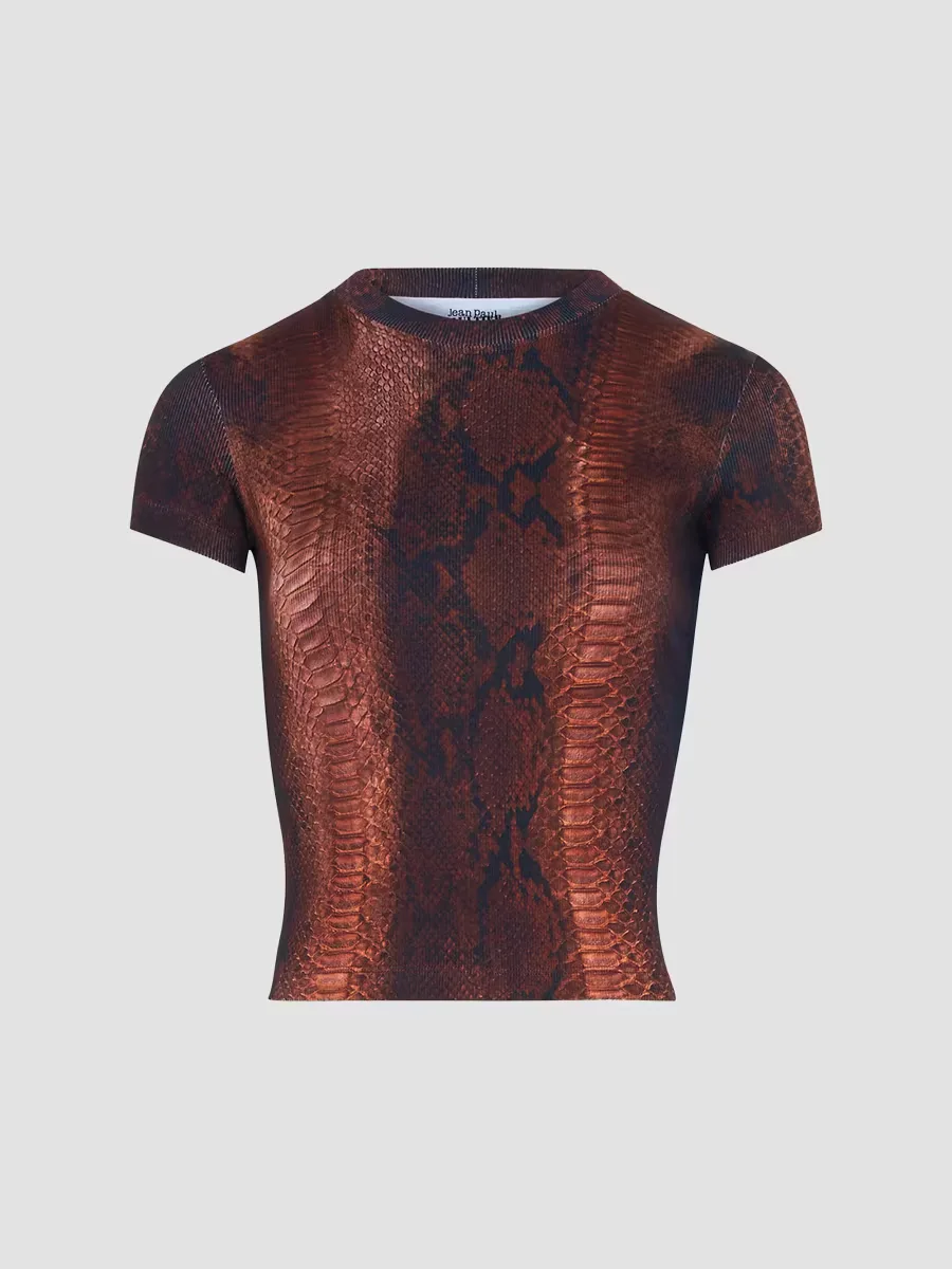 Python-Print Rib-Knit Stretch-Cotton T-Shirt by Jean Paul Gaultier