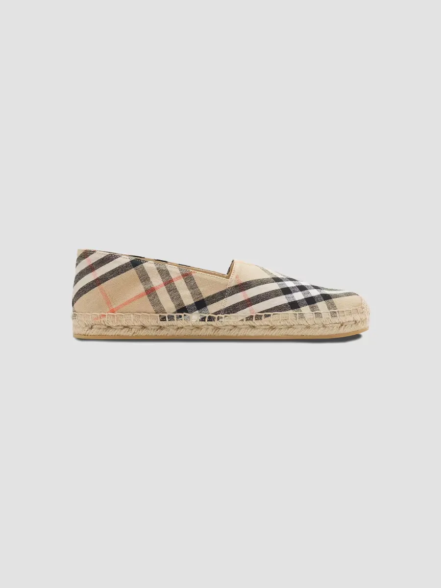Mews Linen Check Espadrille Flats by Burberry