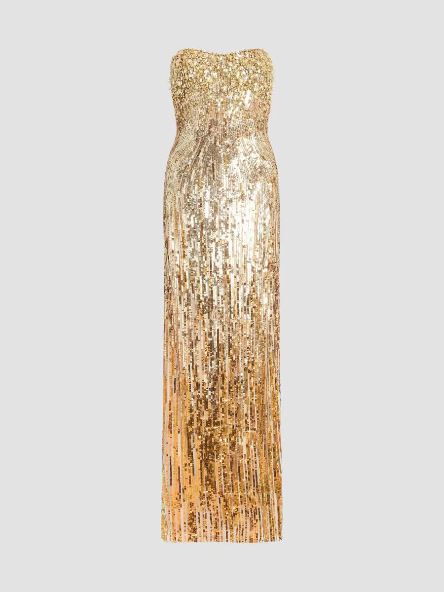 Cesonia Embellished Strapless Column Gown