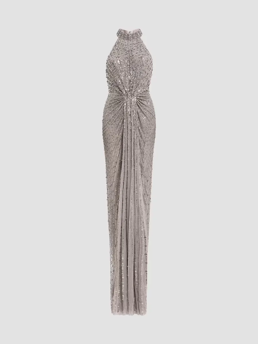 Whisper Sequin-Embellished Halter Gown by Jenny Packham