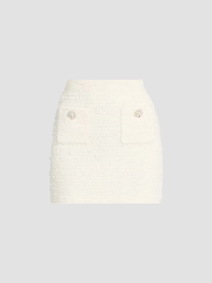 Embellished Boucl-Knit Miniskirt