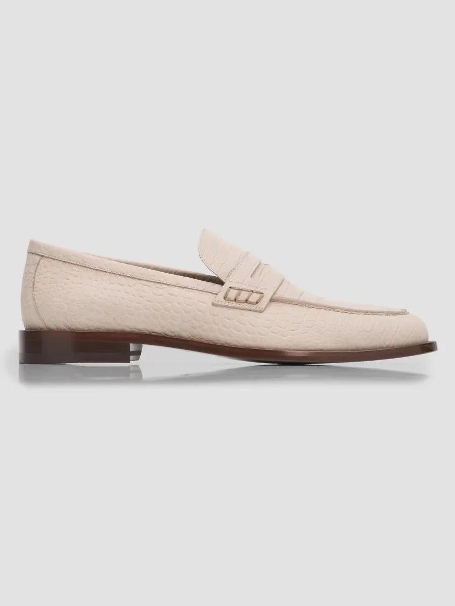 Perry Croc-Embossed Leather Penny Loafers by Manolo Blahnik