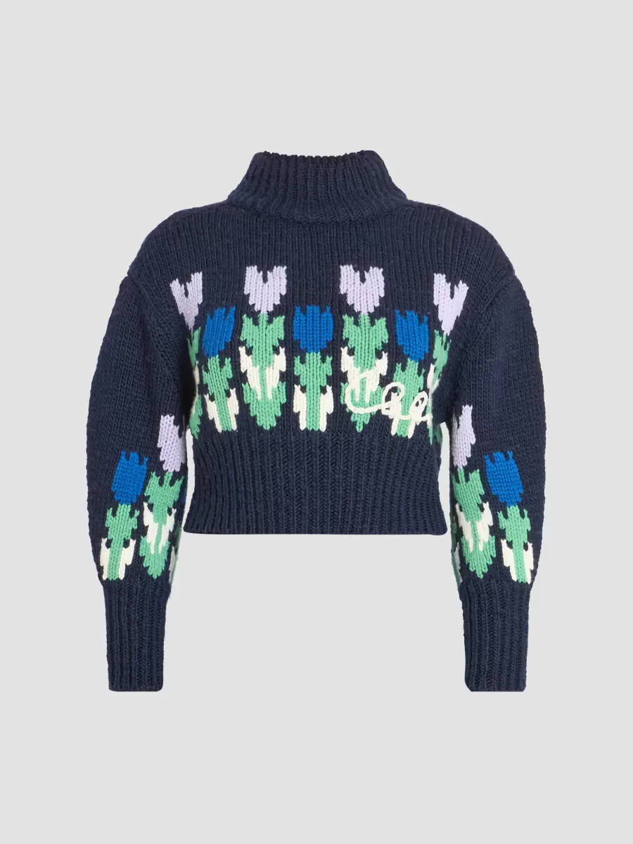 Floral Intarsia-Knit Wool Sweater by Chloé