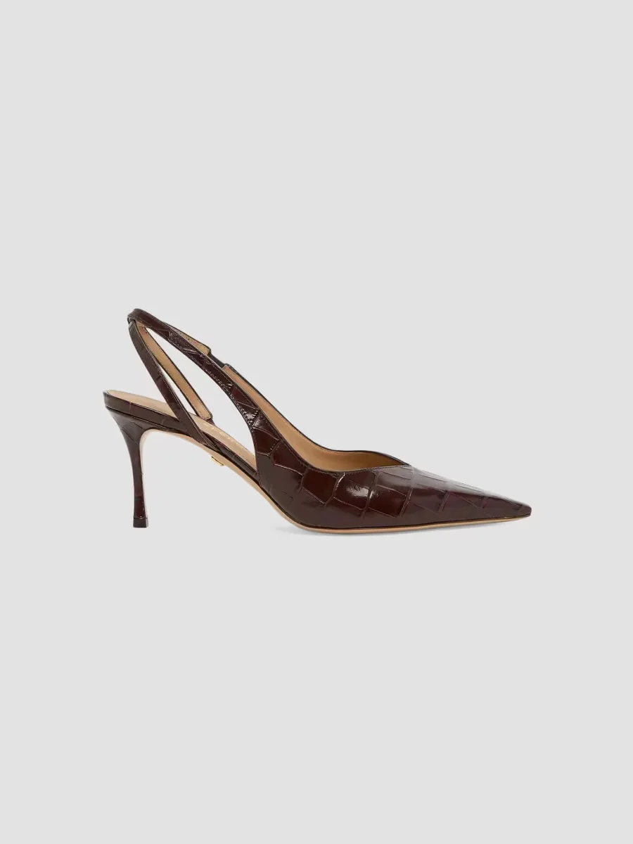 Dafne 70MM Croc-Embossed Slingback Pumps by Ferragamo