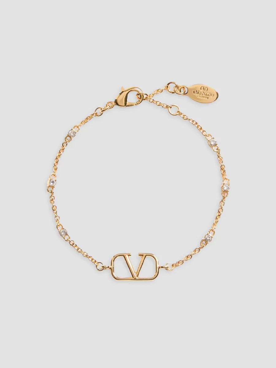 VLogo Signature Metal and Swarovski Crystal Bracelet by Valentino