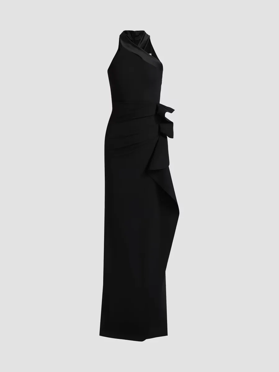 Gudis Jersey Ruffle Halterneck Gown by Chiara Boni La Petite Robe