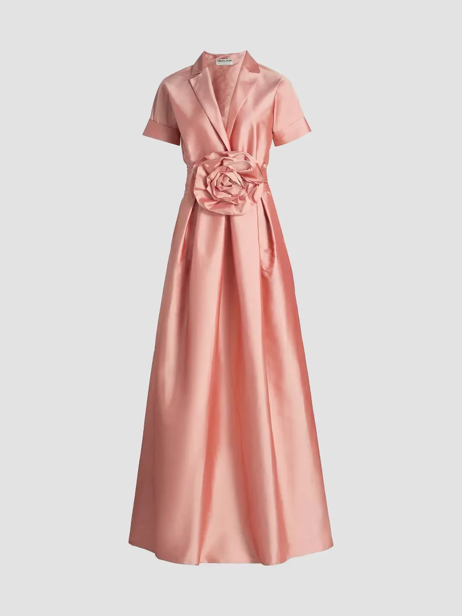 Stoya Floral Appliqué A-Line Gown by Chiara Boni La Petite Robe