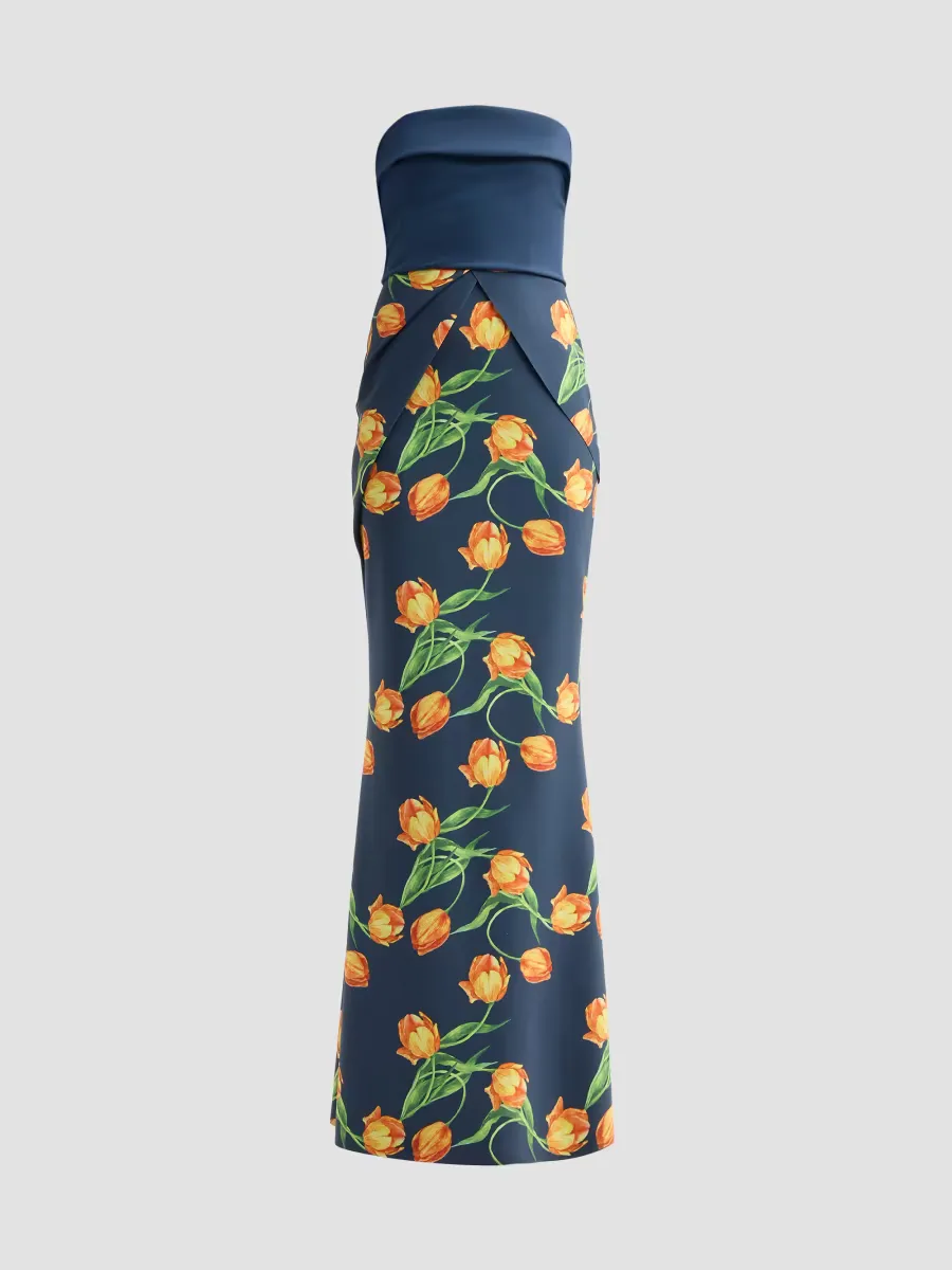 Sharuki Floral Strapless Sheath Gown by Chiara Boni La Petite Robe