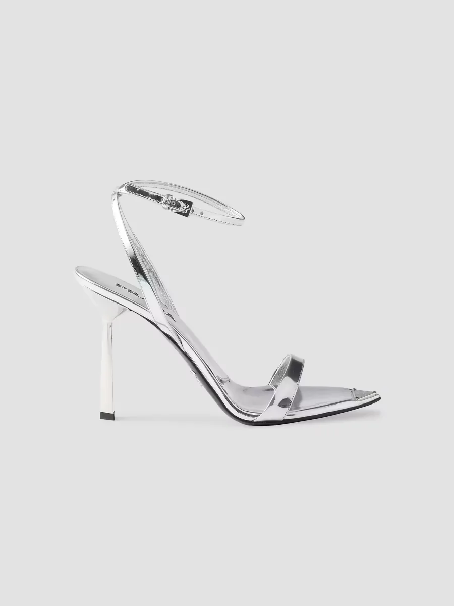 Metallic Leather High-Heeled Sandals