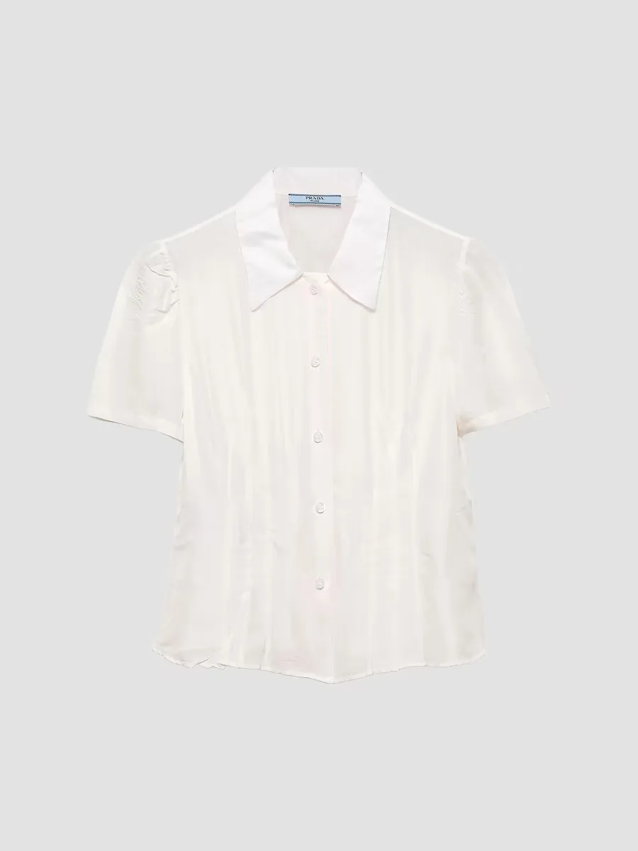 Garment-Dyed Washed Silk Shirt by Prada