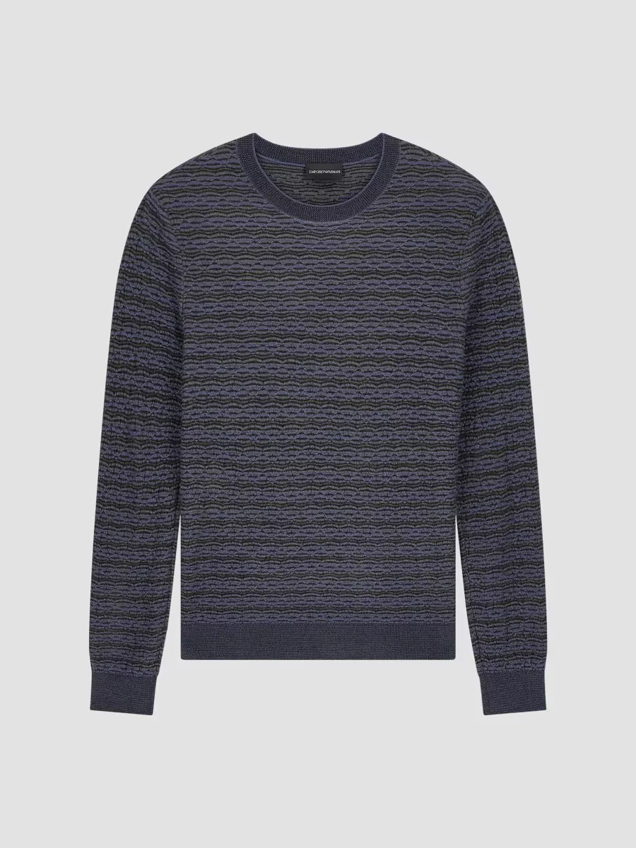 Emporio Armani Blurred Geometric Wool-Blend Crewneck Sweater by Armani