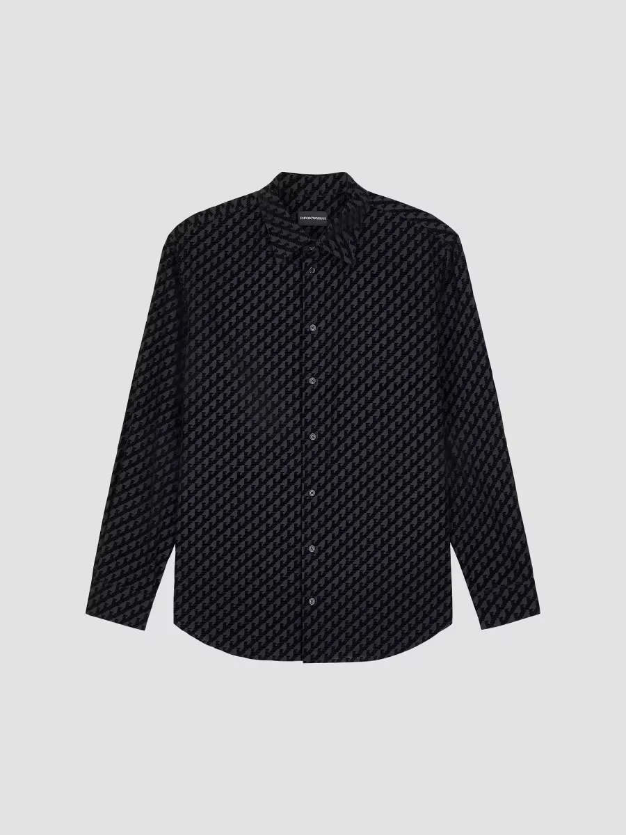 Emporio Armani Flocked Eagle Cotton Sport Shirt by Armani