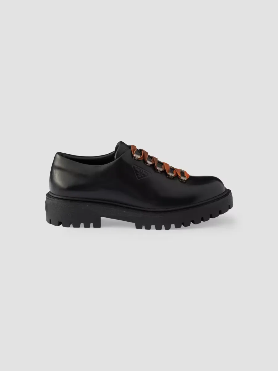 Aged Leather Lace-Up Shoes