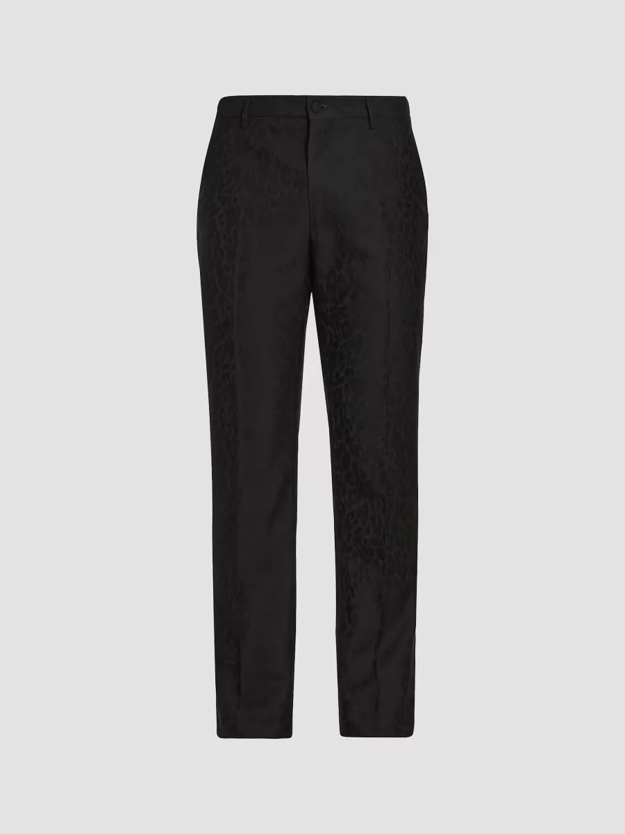 Roma Tonal Animal-Print Straight-Leg Trousers