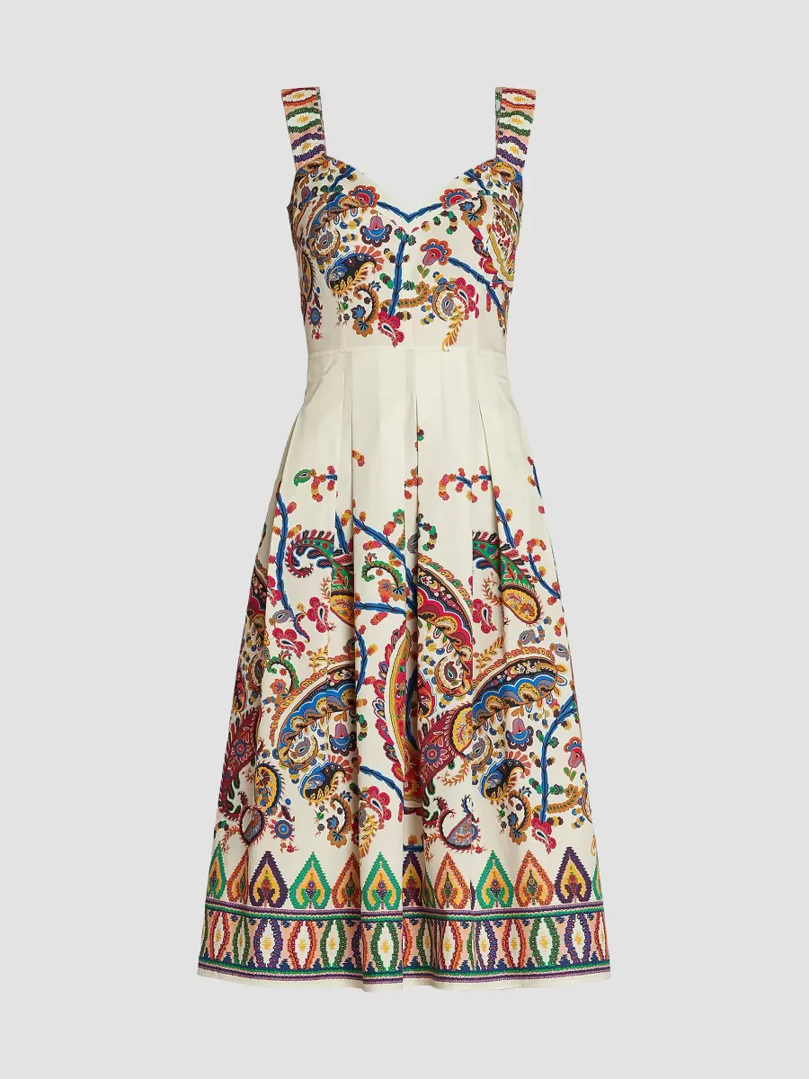 Paisley Pleated Apron Midi-Dress by ETRO