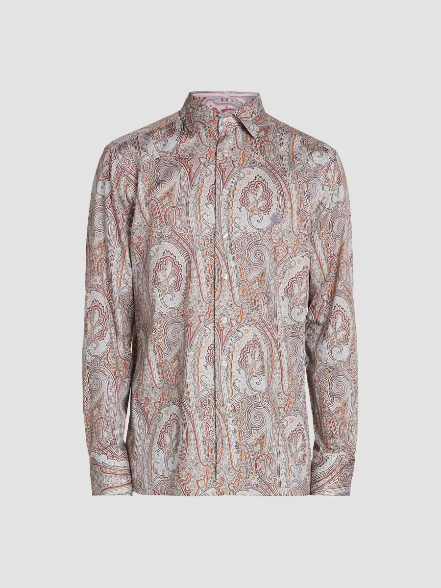 Paisley Cotton Button-Front Shirt