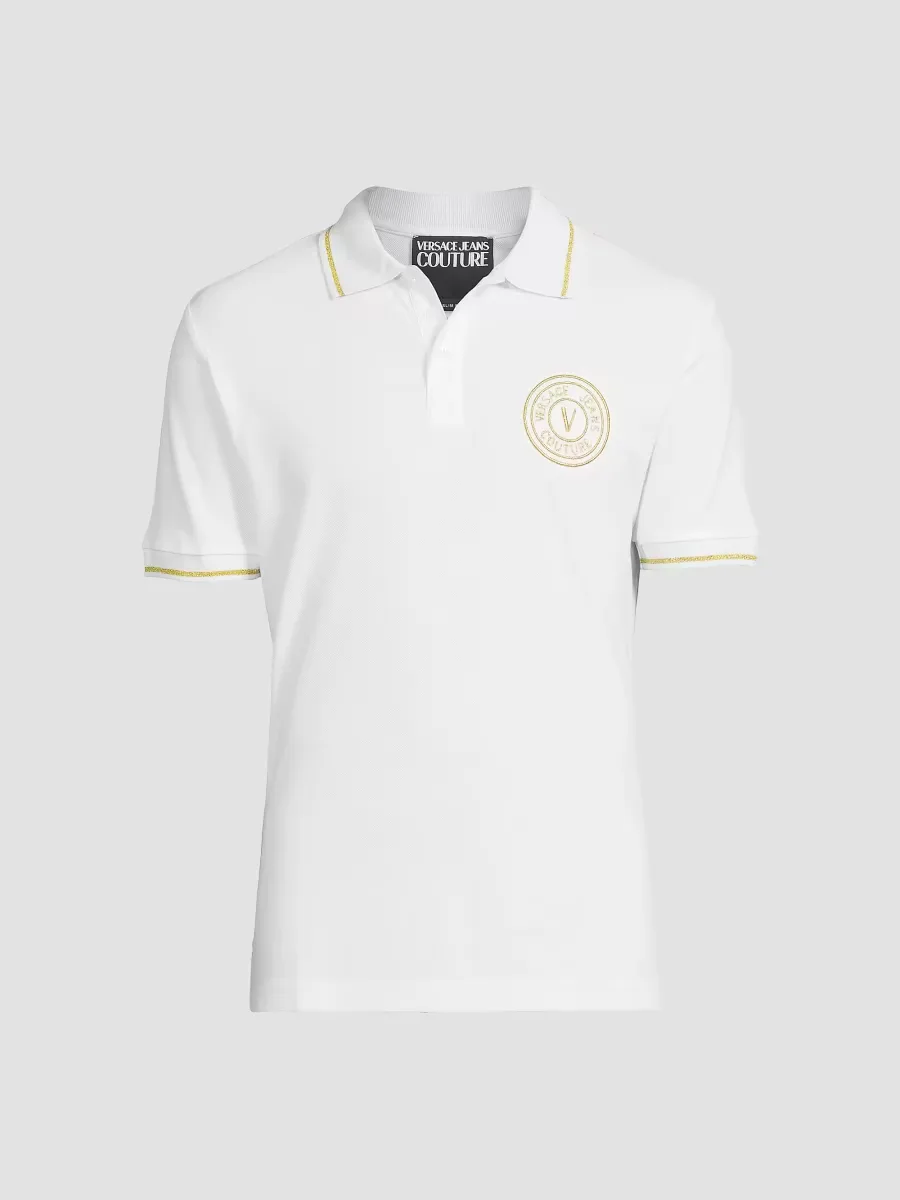 Logo Cotton Polo Shirt by Versace Jeans Couture