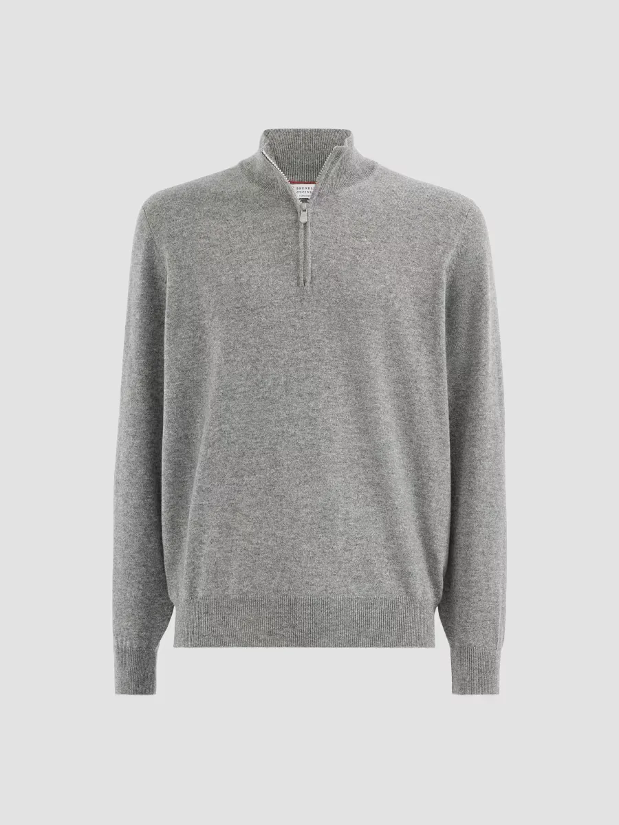 Cashmere Sweater with Half Zip