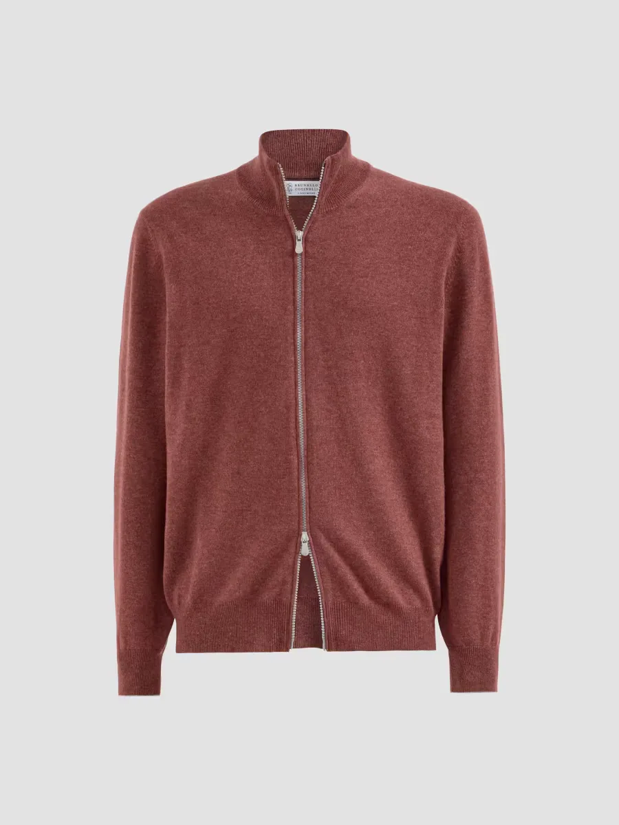 Cashmere High-Neck Cardigan with Zipper