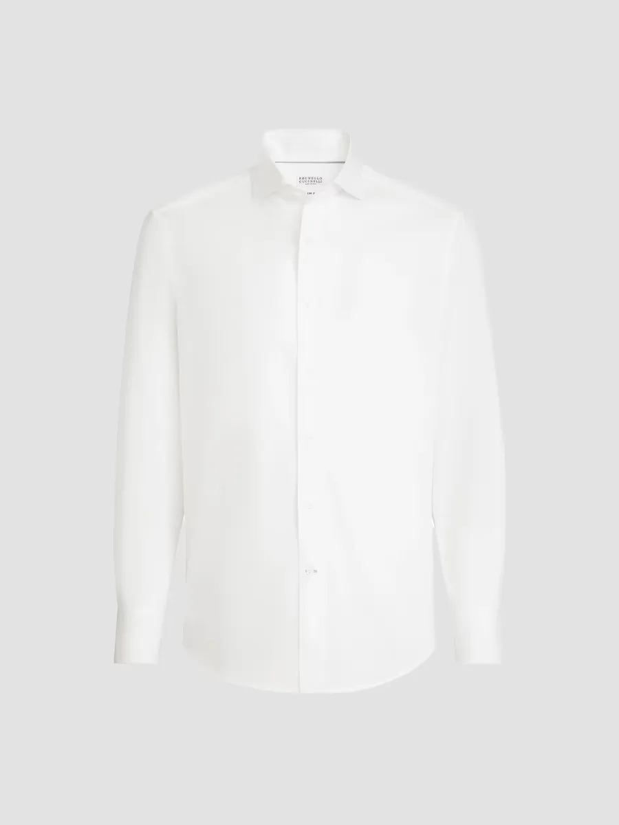 Twill Shirt with Spread Collar by Brunello Cucinelli