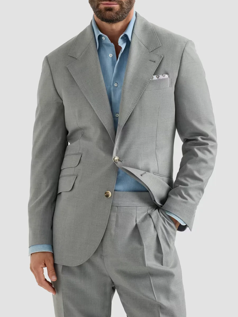 Virgin Wool and Silk Lightweight Hopsack Cavallo Tailor Blazer by Brunello Cucinelli