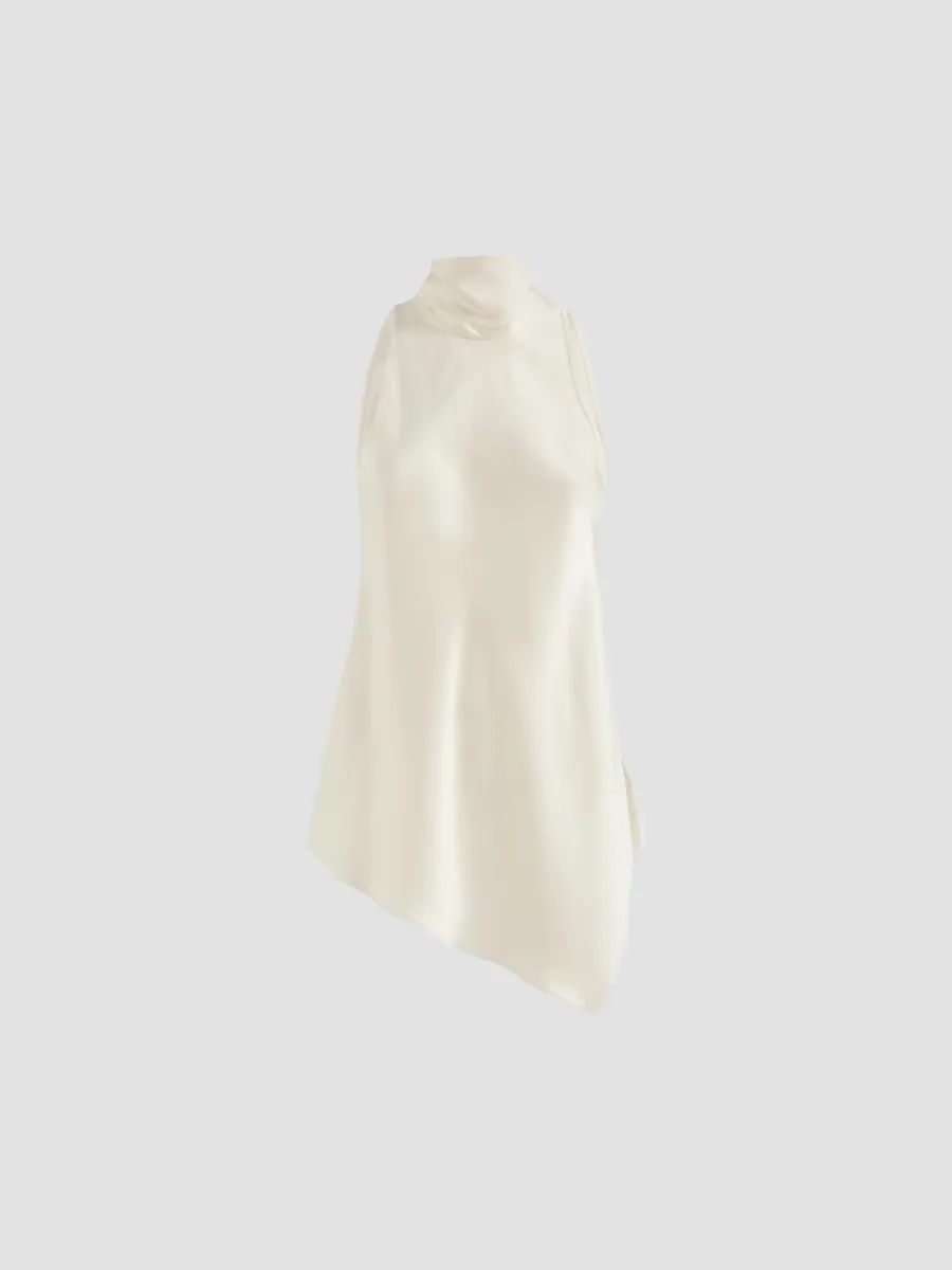 Silk Satin Top with Monili