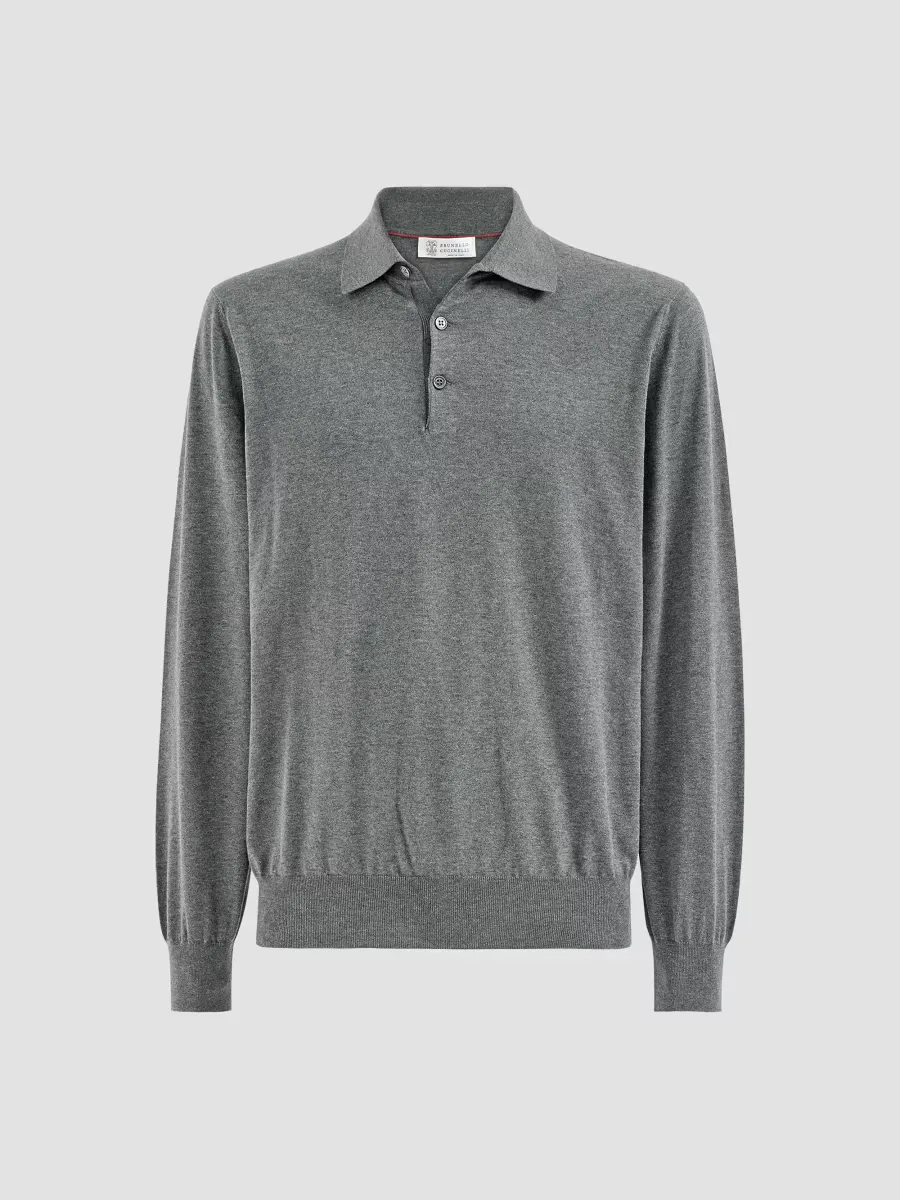 Cotton Lightweight Knit Polo Shirt by Brunello Cucinelli