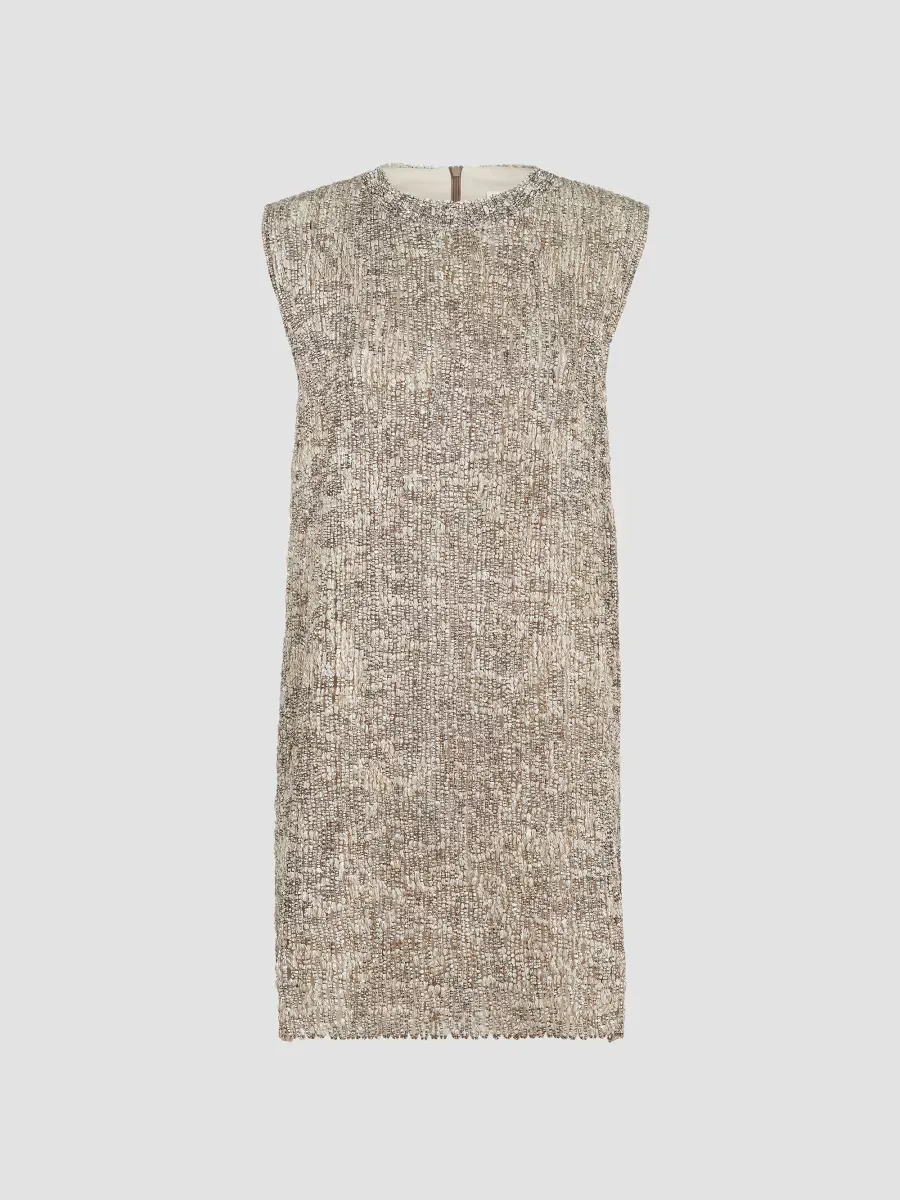 Dazzling Craquel Embroidery Dress by Brunello Cucinelli