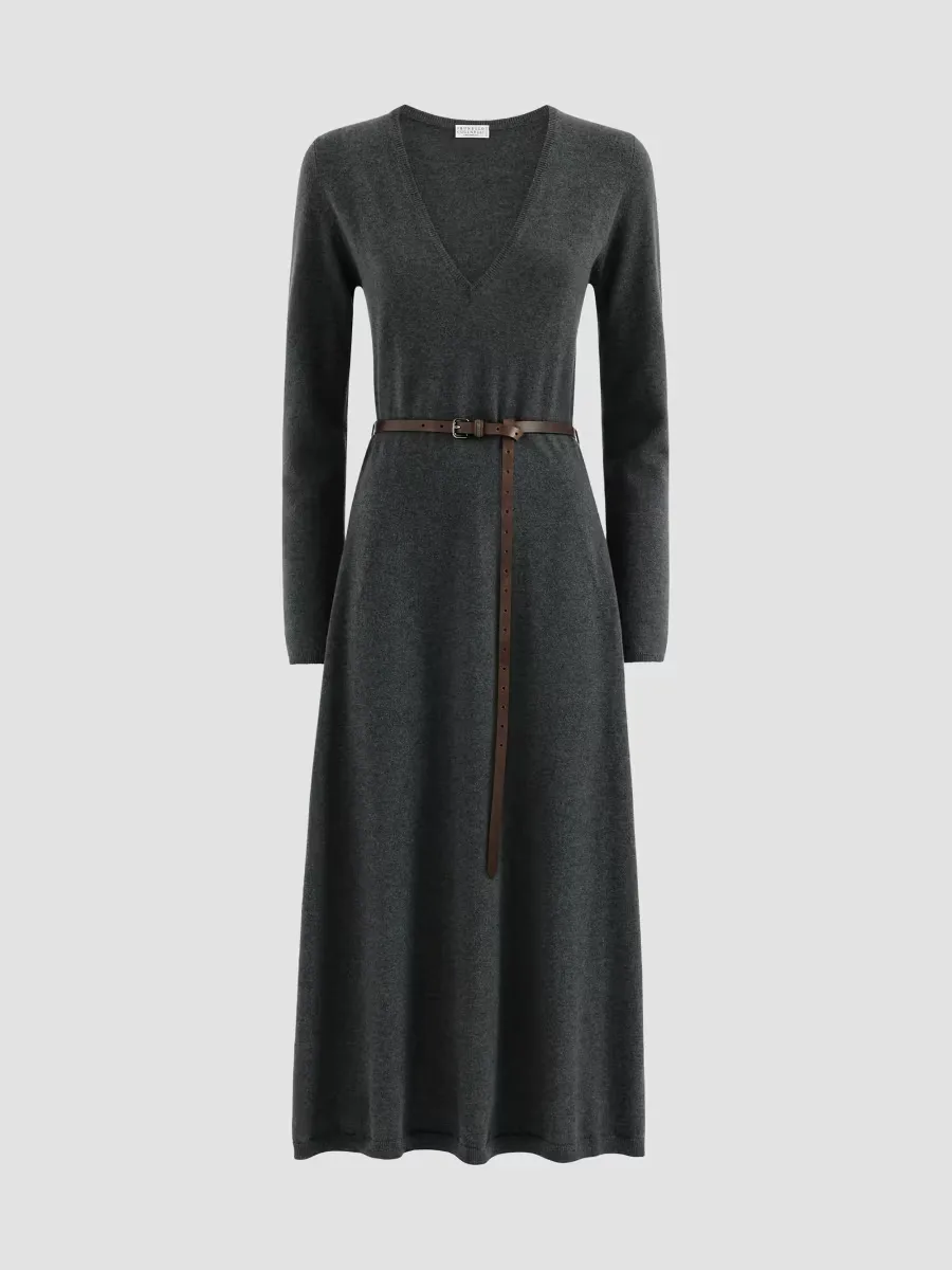 Cashmere Knit Belted Dress