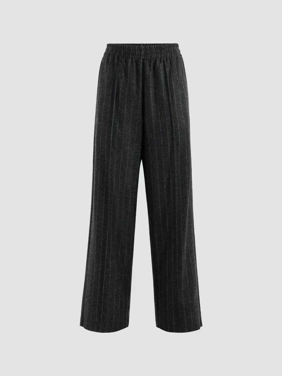 Comfort Virgin Wool Dazzling Chalk Stripe Track Trousers by Brunello Cucinelli