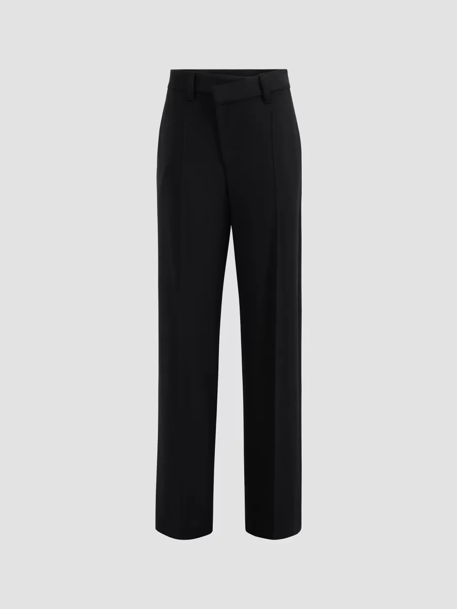 Virgin Wool Gabardine Wrap-Front Trousers with Monili by Brunello Cucinelli