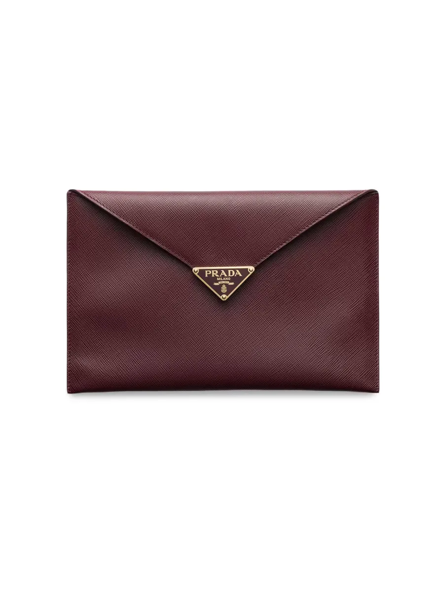 Saffiano Leather Envelope Clutch by Prada