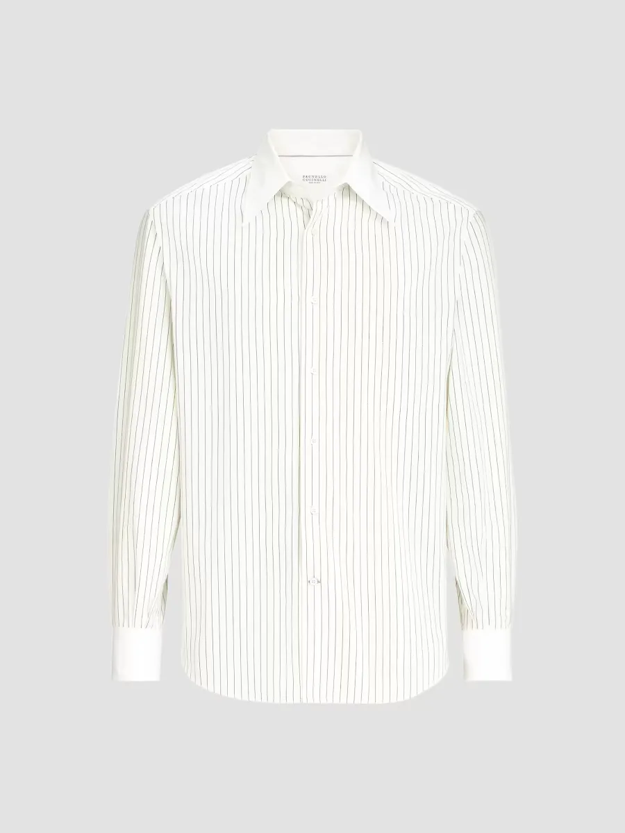 Striped Cotton and Silk Shirt by Brunello Cucinelli