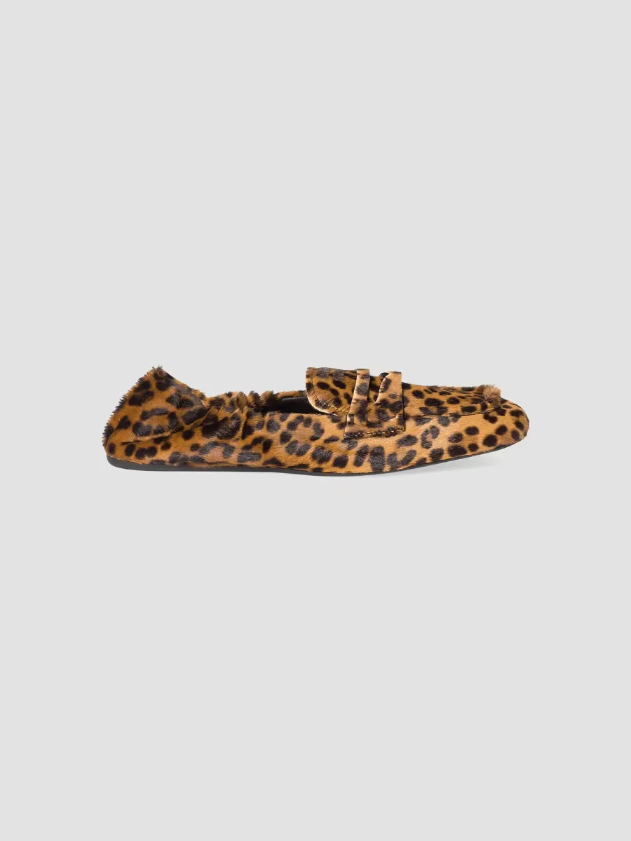 Ruches Calf Hair Leather Loafers by Miu Miu