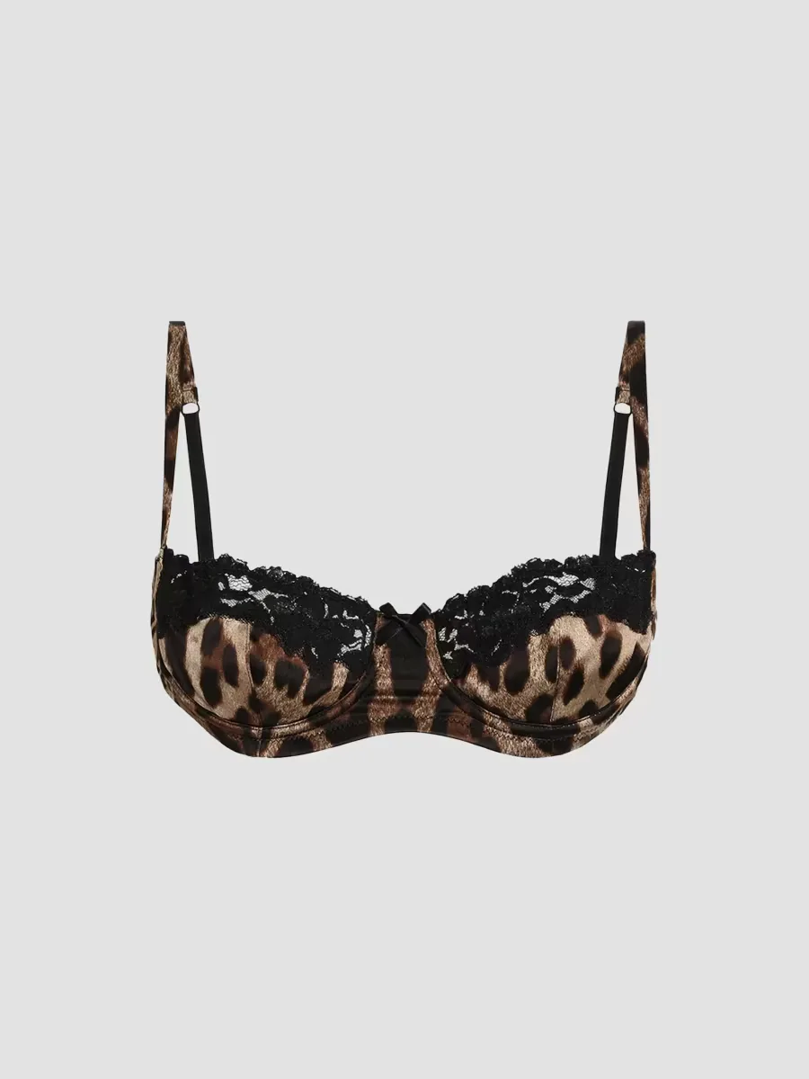 Lace-Trimmed Leopard Print Bra by Dolce & Gabbana