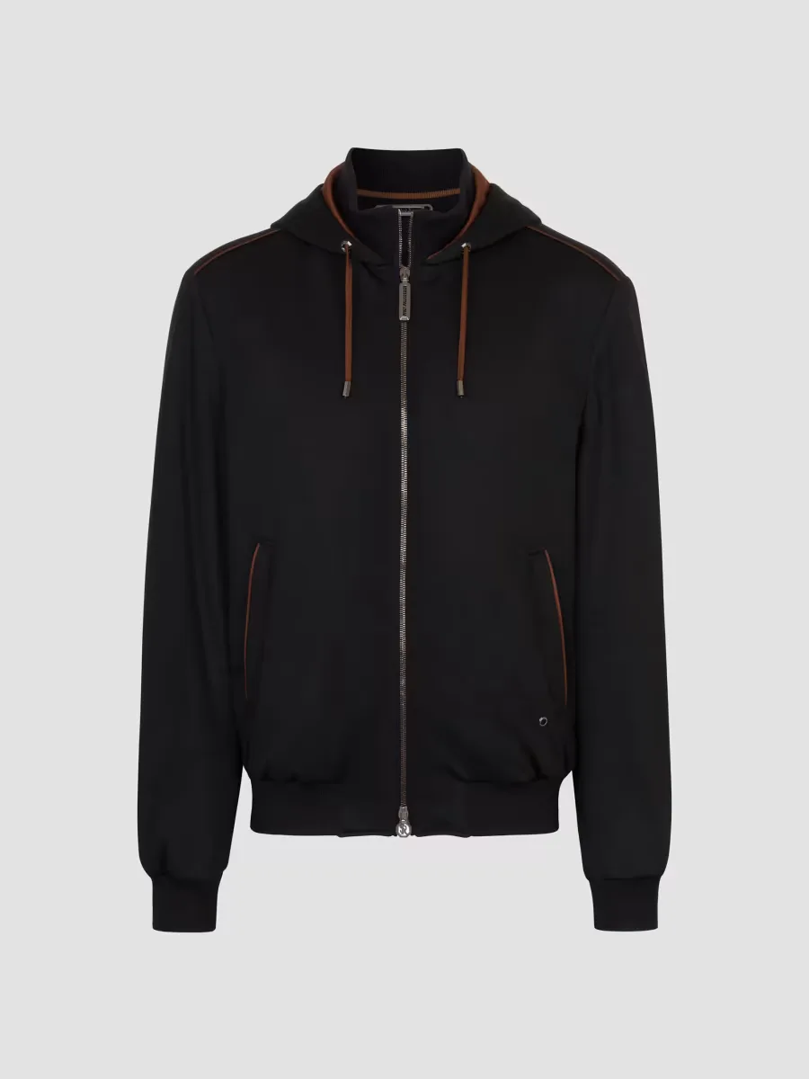 Wool Hooded Zip Blouson Sweater by Stefano Ricci