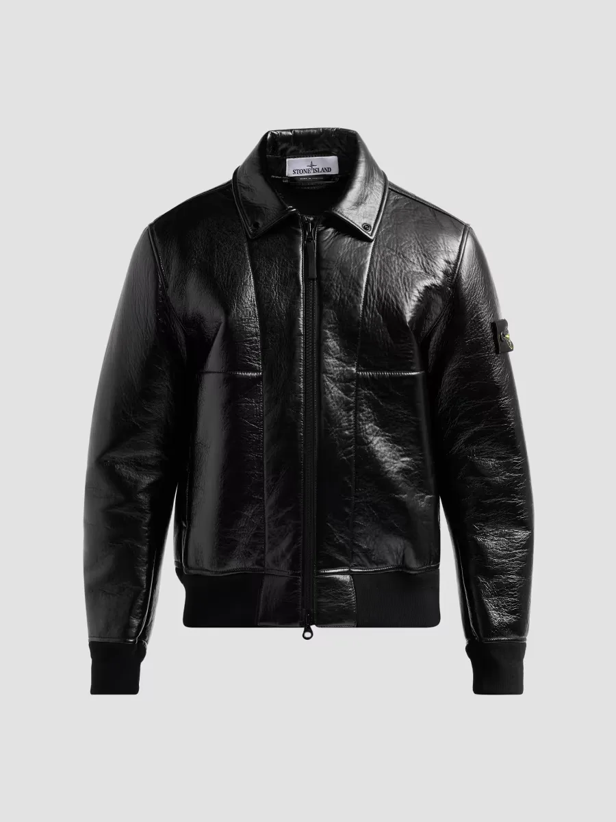 Leather Bomber Jacket by Stone Island