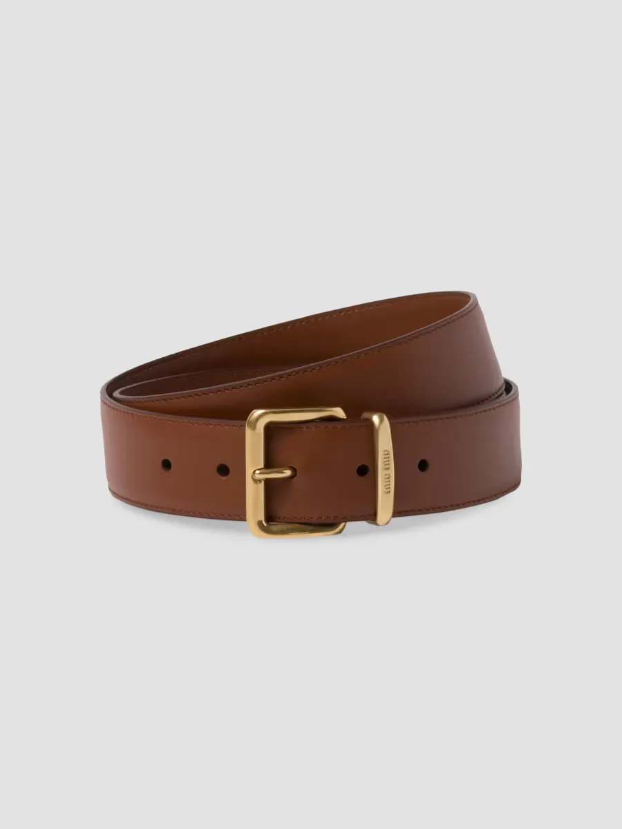 Leather Belt by Miu Miu