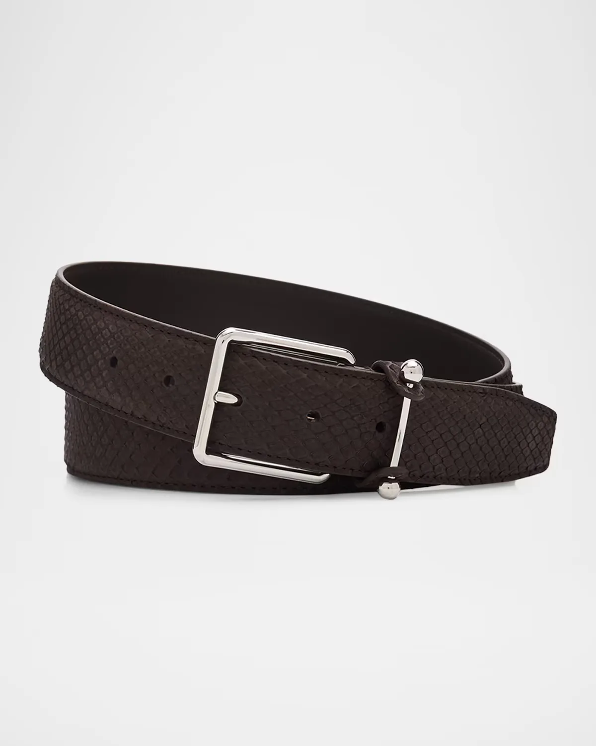 Chambeliss Python-Effect Nubuck Leather Belt with Collar Pin Buckle by Christian Louboutin