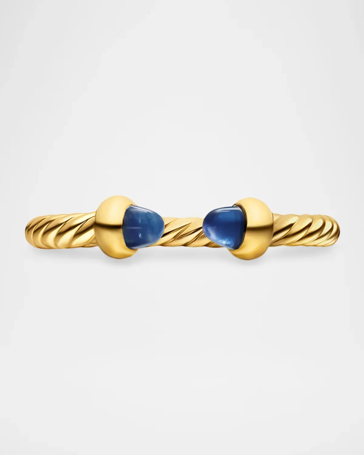 Micro Cablespira Flex Open Ring with Blue Sapphires in 18K Gold, 2.5mm by David Yurman